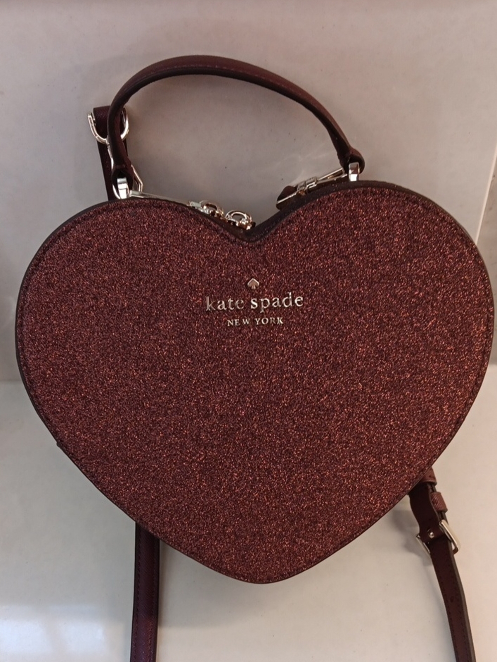 Kate Spade Love Shack Glitter Heart Crossbody Bag Adjustable Deep Nova